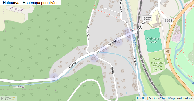 Halasova - mapa podnikání