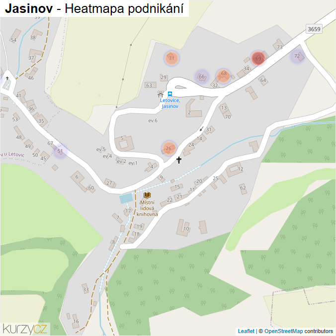 Mapa Jasinov - Firmy v části obce.