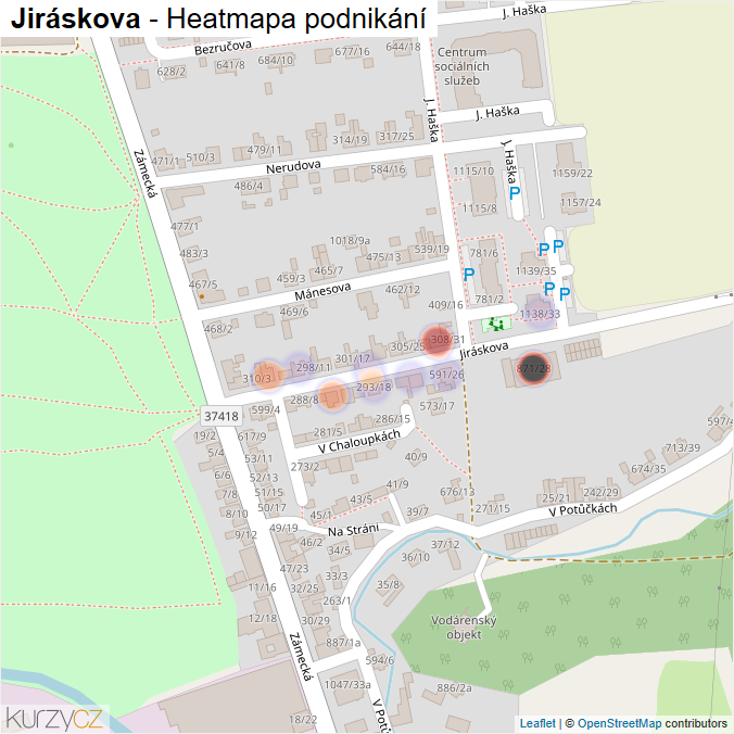Mapa Jiráskova - Firmy v ulici.