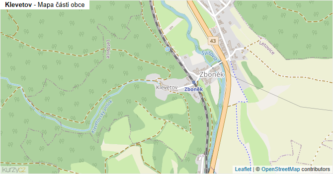 Klevetov - mapa části obce
