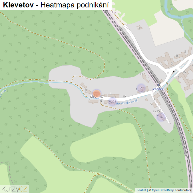 Mapa Klevetov - Firmy v části obce.