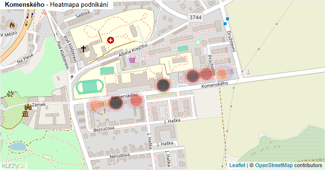 Komenského - mapa podnikání