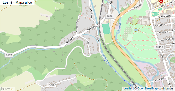 Lesná - mapa ulice