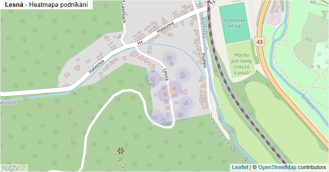 Lesná - mapa podnikání