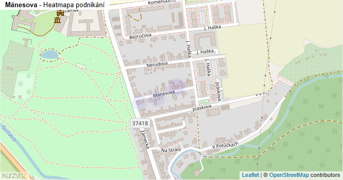 Mánesova - mapa podnikání