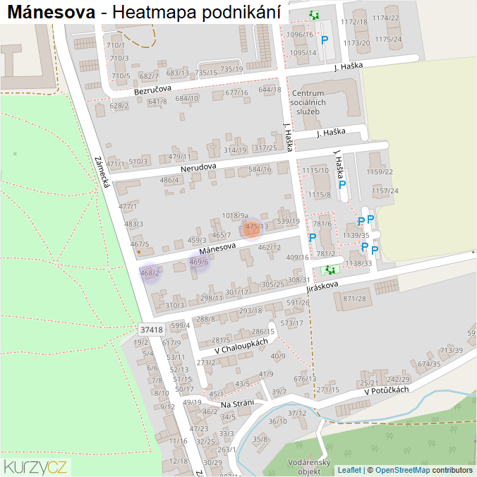 Mapa Mánesova - Firmy v ulici.