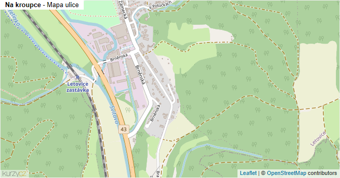 Na kroupce - mapa ulice