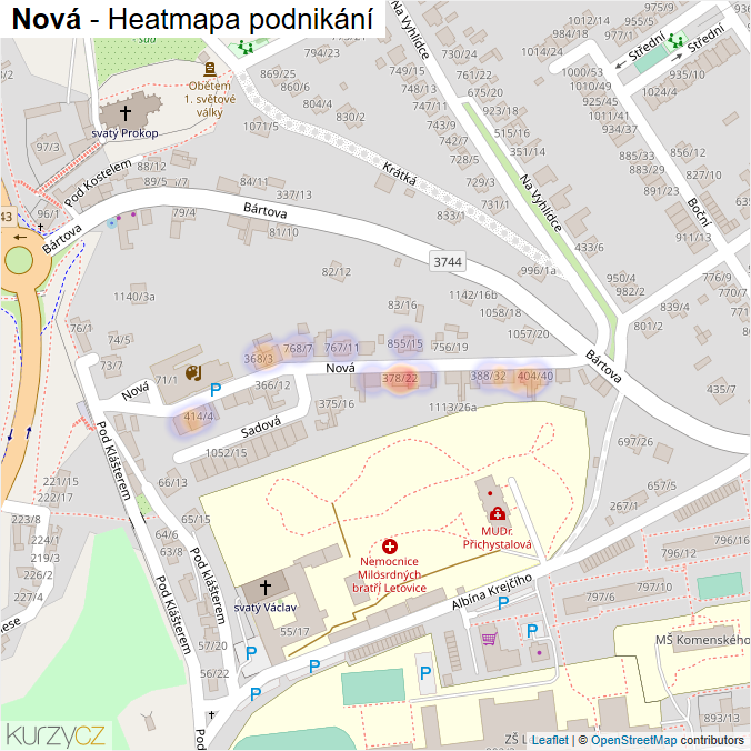 Mapa Nová - Firmy v ulici.