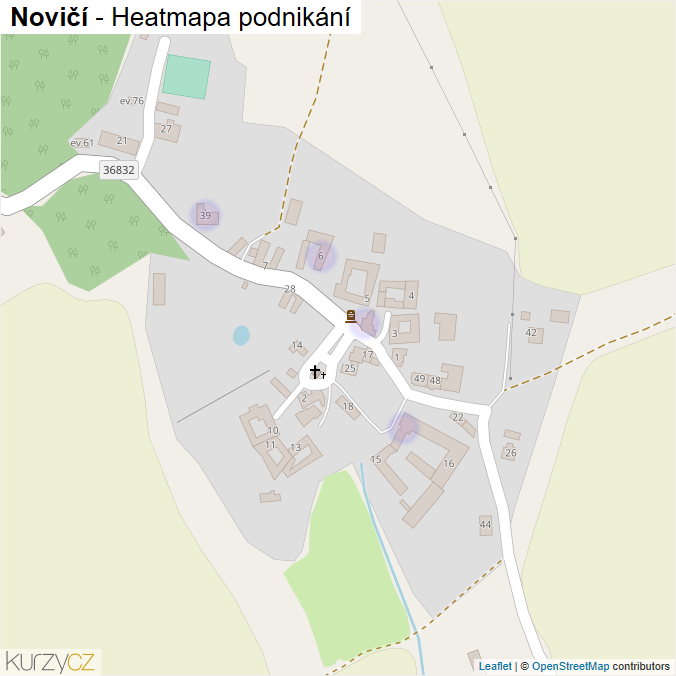 Mapa Novičí - Firmy v části obce.