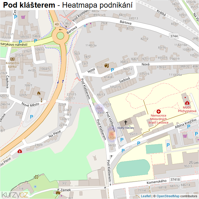 Mapa Pod klášterem - Firmy v ulici.