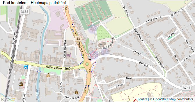 Pod kostelem - mapa podnikání