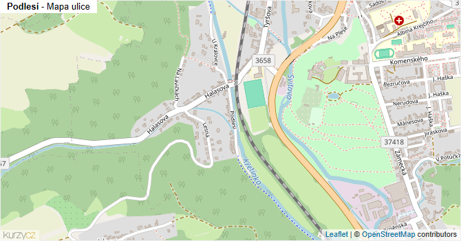 Podlesí - mapa ulice