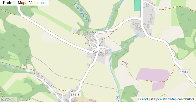 Podolí - mapa části obce