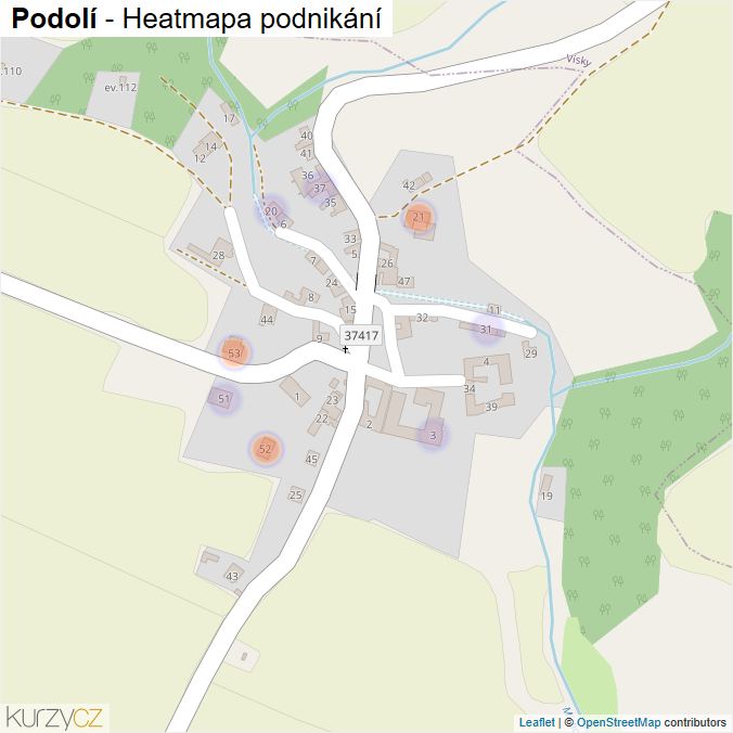 Mapa Podolí - Firmy v části obce.