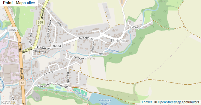 Polní - mapa ulice