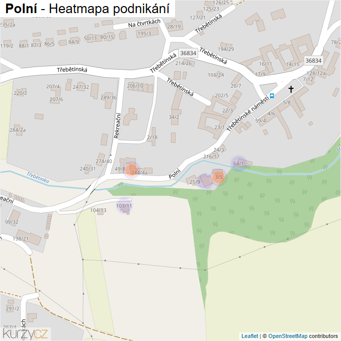 Mapa Polní - Firmy v ulici.