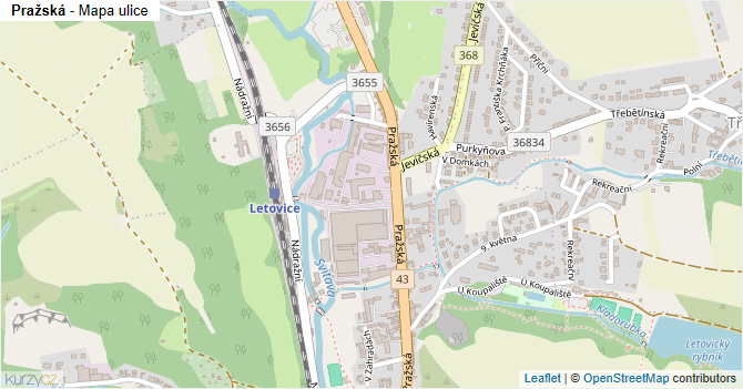 Pražská - mapa ulice