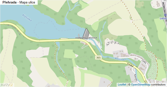 Přehrada - mapa ulice