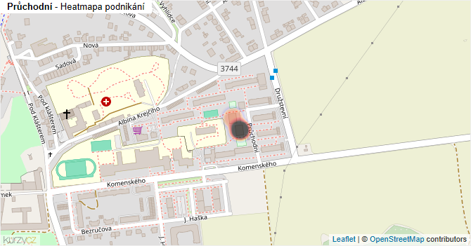 Průchodní - mapa podnikání