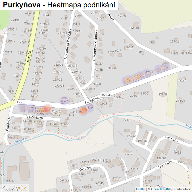 Mapa Purkyňova - Firmy v ulici.
