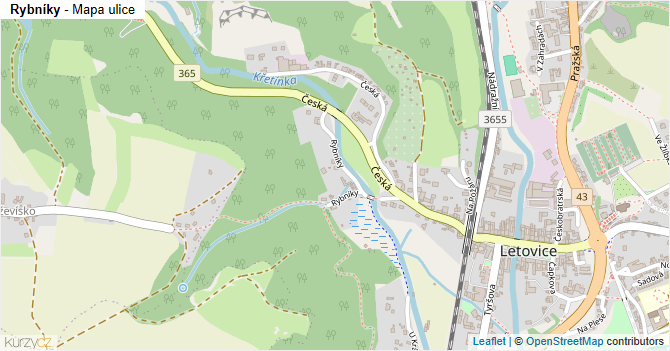 Rybníky - mapa ulice