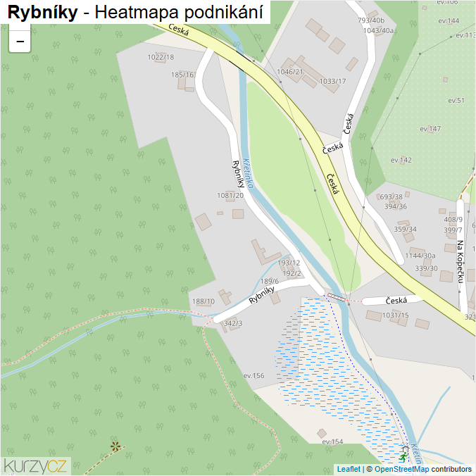 Mapa Rybníky - Firmy v ulici.