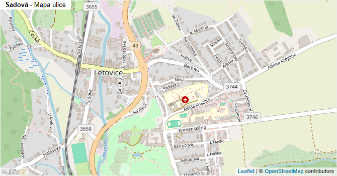 Sadová - mapa ulice