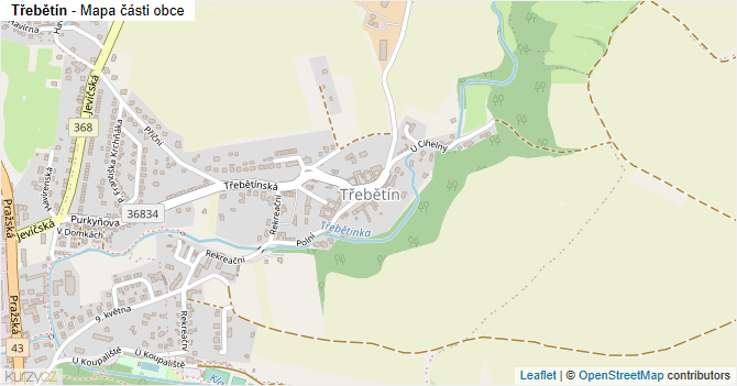 Třebětín - mapa části obce