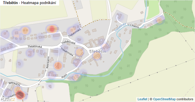 Třebětín - mapa podnikání