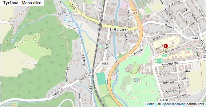 Tyršova - mapa ulice