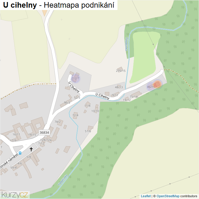 Mapa U cihelny - Firmy v ulici.