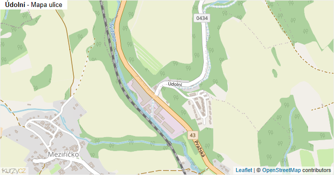 Údolní - mapa ulice