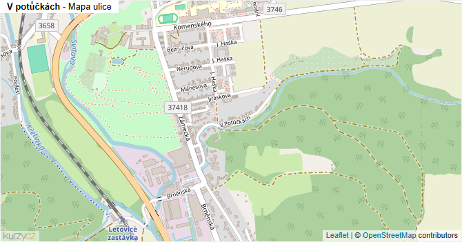V potůčkách - mapa ulice