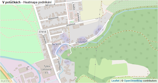 V potůčkách - mapa podnikání