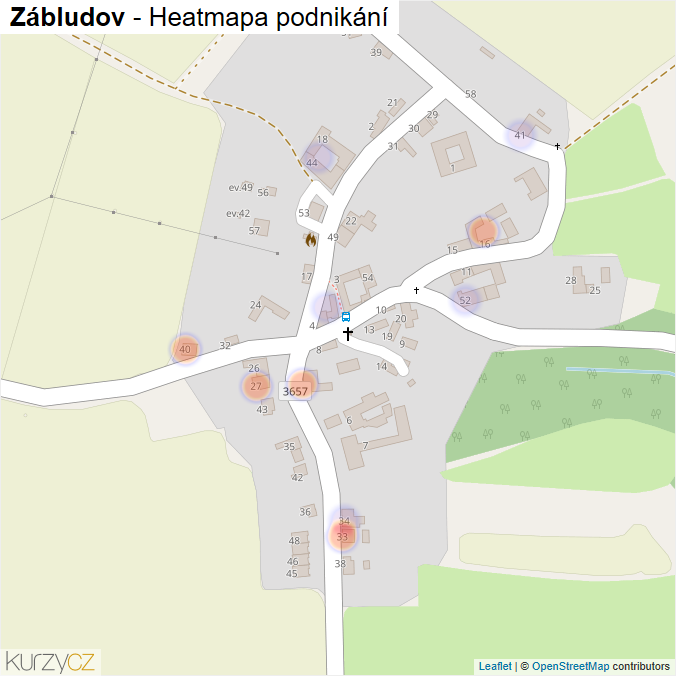 Mapa Zábludov - Firmy v části obce.