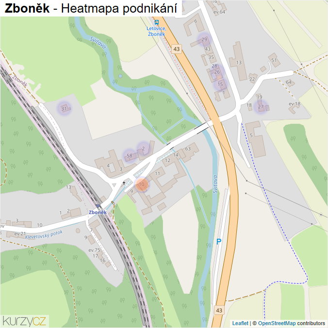 Mapa Zboněk - Firmy v části obce.