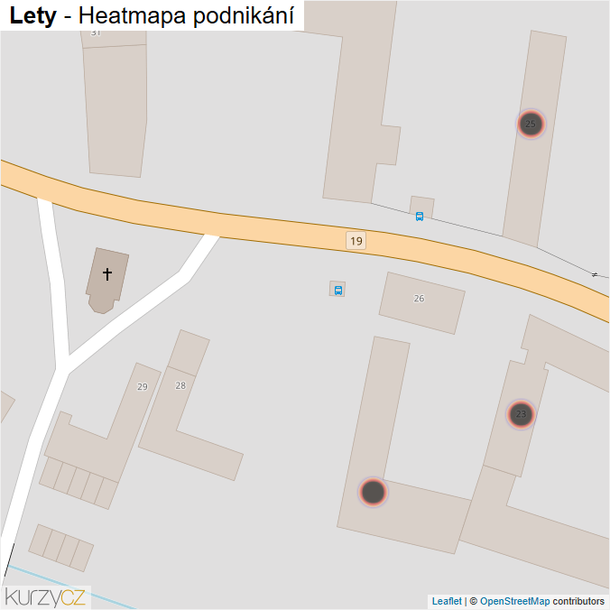 Mapa Lety - Firmy v obci.