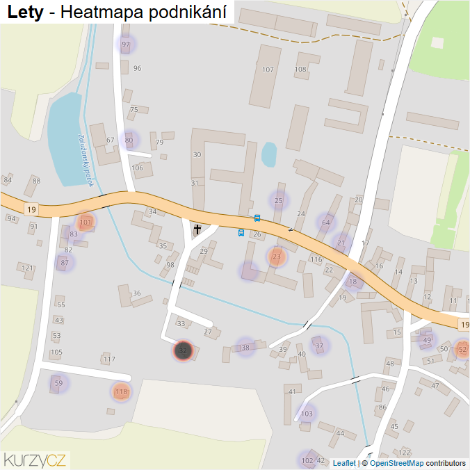 Mapa Lety - Firmy v části obce.