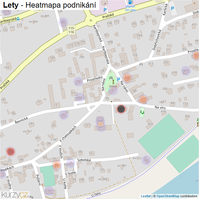 Mapa Lety - Firmy v části obce.