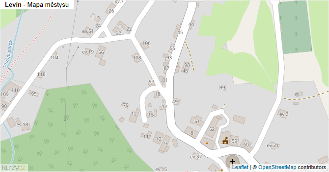 Levín - mapa městysu