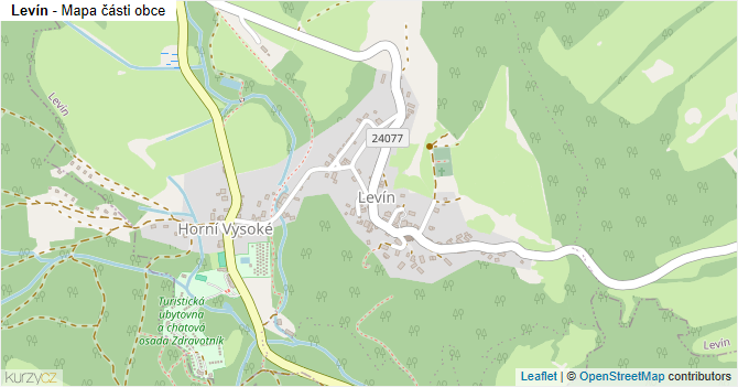 Levín - mapa části obce
