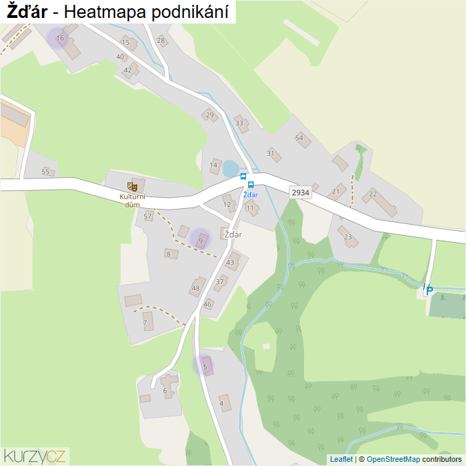 Mapa Žďár - Firmy v části obce.