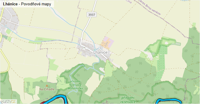 Lhánice - záplavové mapy stoleté vody