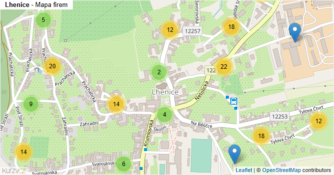 Lhenice - mapa firem
