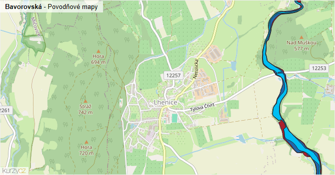 Bavorovská - záplavové mapy stoleté vody