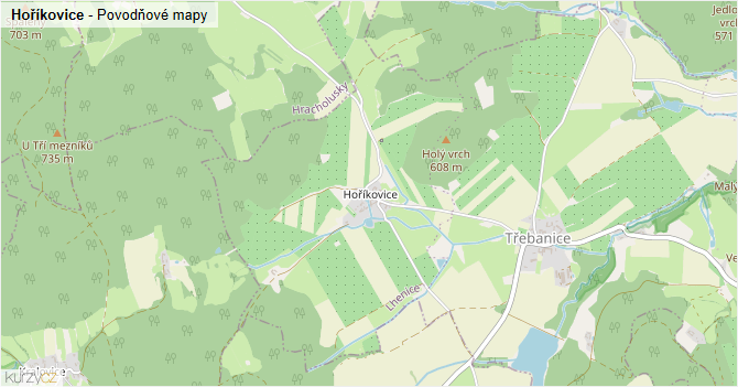 Hoříkovice - záplavové mapy stoleté vody