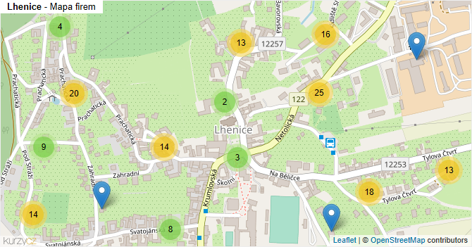 Lhenice - mapa firem