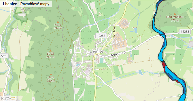 Lhenice - záplavové mapy stoleté vody