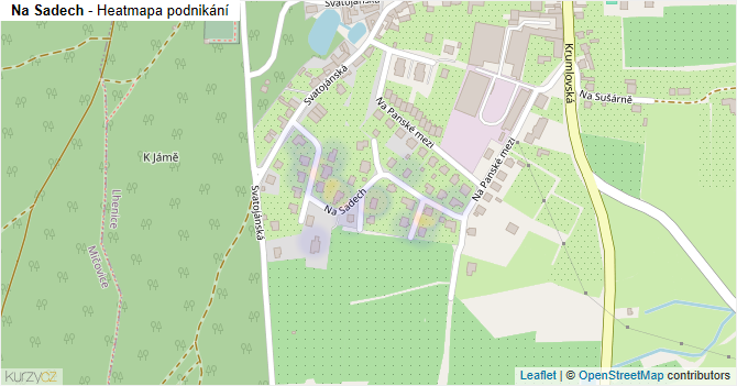 Na Sadech - mapa podnikání