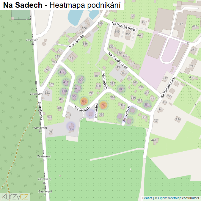 Mapa Na Sadech - Firmy v ulici.